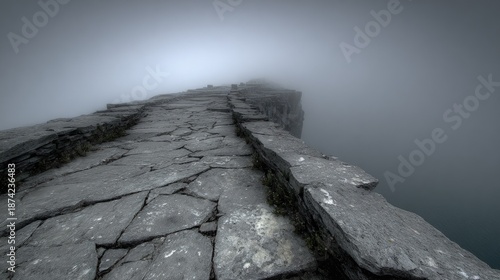 Misty Rocky Clifftop Landscape