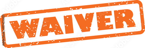 Orange grungy waiver stamp on transparent background
