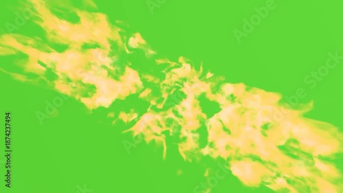 Realistic flame animation with a transparent background, perfect for compositing on a green screen