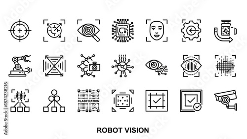 Robot Vision Icons Set for Technology Illustration.