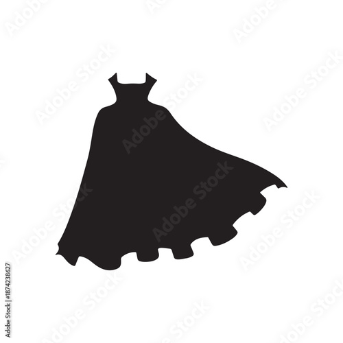 Realistic dracula cape silhouette vector flat illustration design on white background
