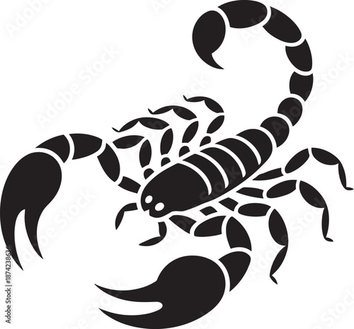 Black and white scorpion icon vector illustration deadly desert arachnid with stinger tail
