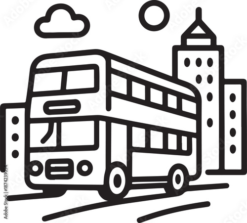 Double decker bus city ride icon vector