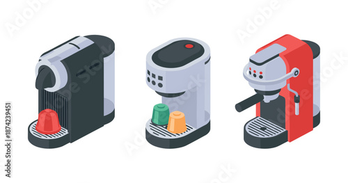 Modern coffee machines: compact designs and color variations