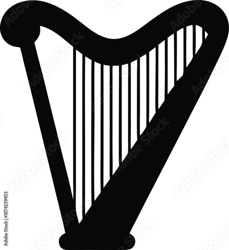 Irish harp silhouette vector
