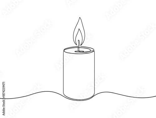 A simple line drawing of a candle with a flame burning on top
