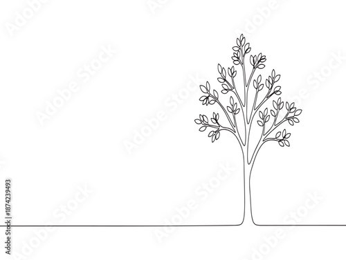 A minimalist line drawing of a tree with sparse foliage on a plain background