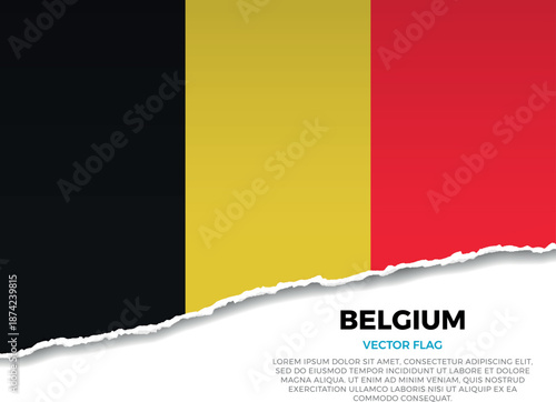 Flag of Belgium. Creative Torn Paper Edge Effect on transparent background