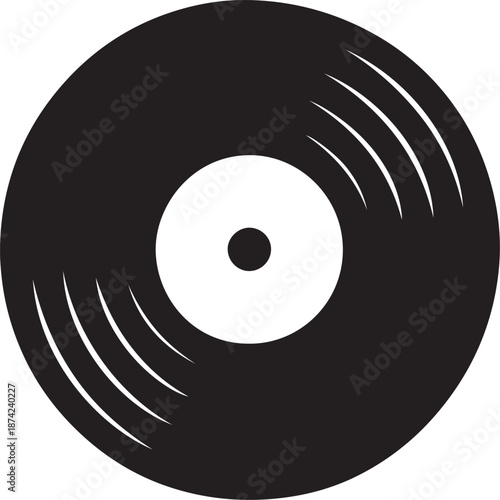 Vinyl record silhouette vector.