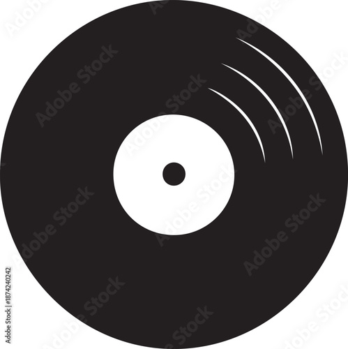  Vinyl record silhouette vector illustration