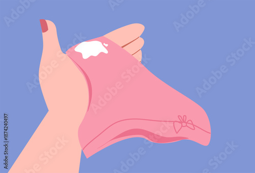 Vaginal discharge symptoms, medical concept of yeast infection, bacterial vaginosis and female reproductive health. Abnormal discharge vector illustration