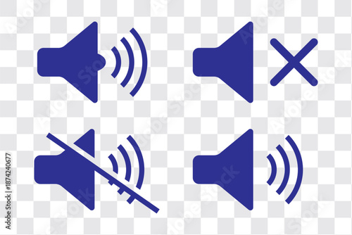 Sound volume icons set with different signal levels on white background. Аn icon that increases and reduces the sound. Speaker icon set. volume icon vector. loudspeaker icon vector. design eps 10