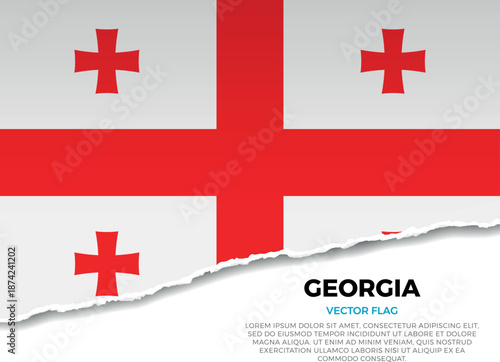 Flag of Georgia. Creative Torn Paper Edge Effect on transparent background