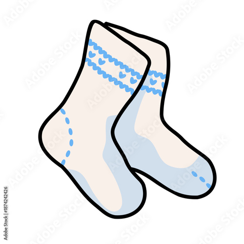 pair white handmade knitted socks