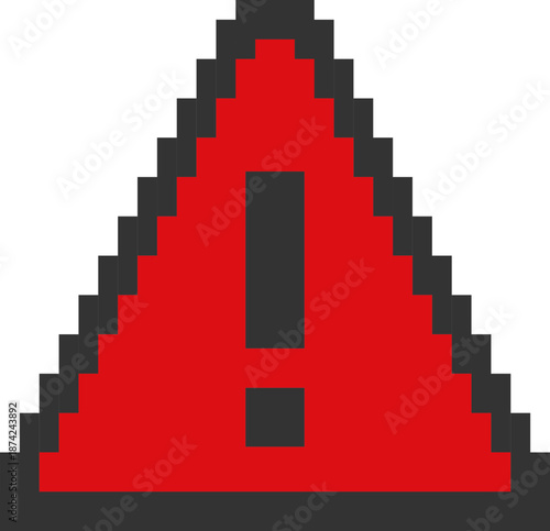 Red pixel danger icon with exclamation mark