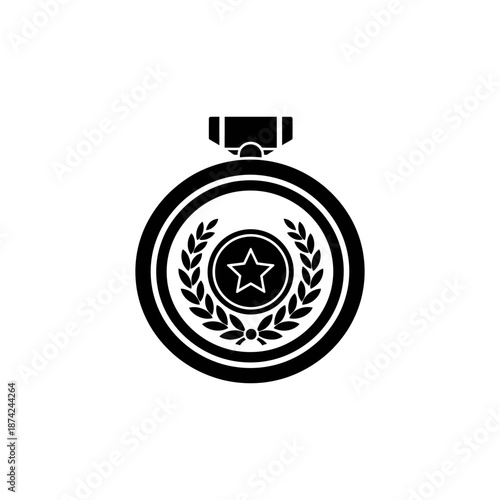 Black solid silhouette icon of a presidential medal or badge, clean circular design