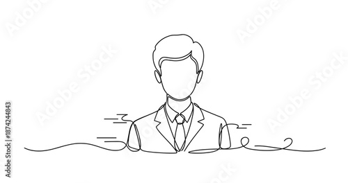Continuous line drawing of a male in formal attire. No editable strokes