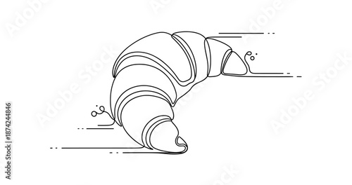 Abstract black and white croissant design with minimalist style. No editable strokes