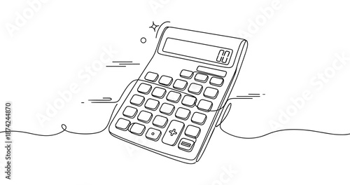 Illustrated calculator on white background with simple line art design. No editable strokes