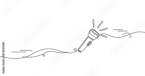 Continuous line drawing of flashlight on white background. No editable strokes