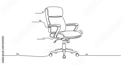 Ergonomic office chair sketch with adjustable features and casters. No editable strokes
