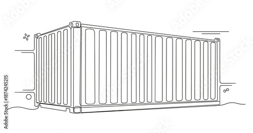 Outline drawing of shipping container in simple style. No editable strokes