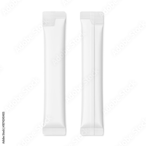 Blank package stick mockup. Flat lay view. Vector illustration  isolated on white background. Can be use for food, cosmetic, medicine and etc. EPS10.