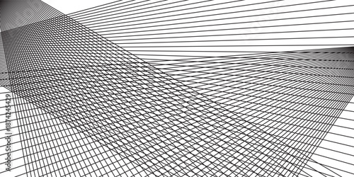 black and white abstract composed of thin lines intersecting and forming a complex geometric pattern suitable for contemporary graphic design, conceptual illustration volume 2