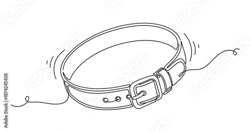 Outline drawing of simple leather belt with buckle and stitching details. No editable strokes