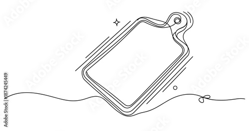 Stylized line art of a cutting board illustration with minimalist design. No editable strokes