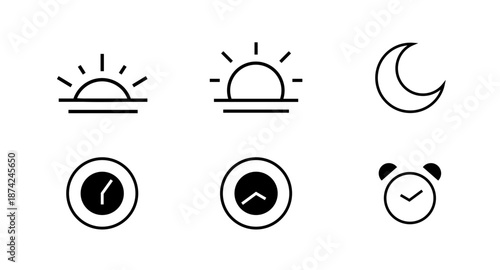 Ramadhan icon set featuring Islamic symbols such as fasting, crescent moon, and mosque. Suitable for religious design, apps, websites, posters, and digital content during the holy moon