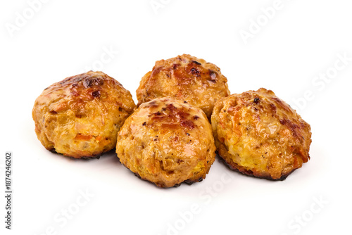 Fried Chicken Meatballs, isolated on white background