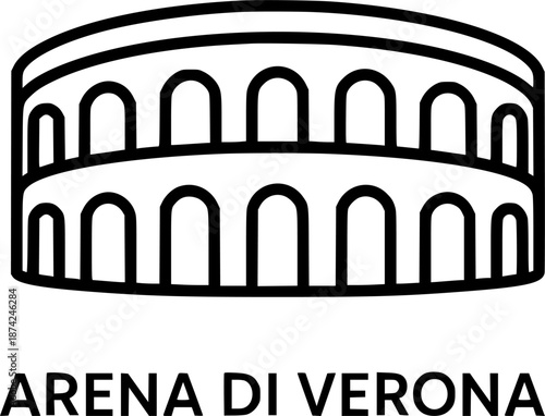 arena di verona italy landmark sign, symbol, vector, art