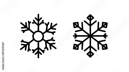 Decorative winter snowflake icons showing intricate frozen crystal patterns and geometry