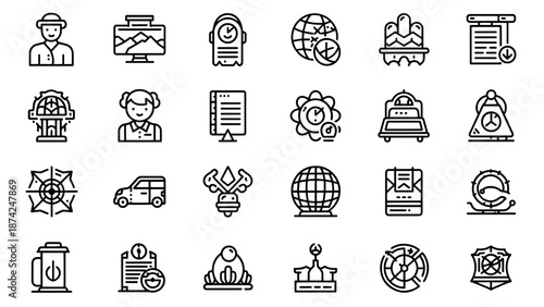 Comprehensive Icon Set for Weather Technology Travel and People