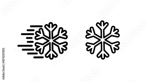 Blowing Snow and Static Snowflake Icons Representing Winter Weather Conditions