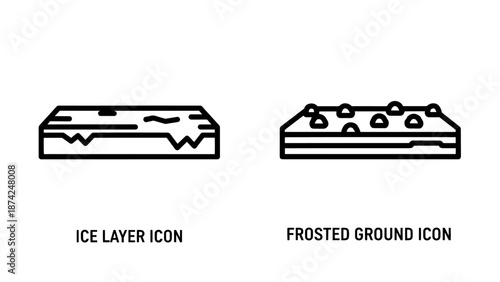 Geological Surface Icons for a Thick Ice Layer and Frosted Ground with Bumpy Texture