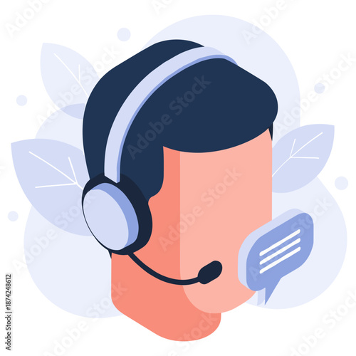Male customer service representative with headset in abstract style