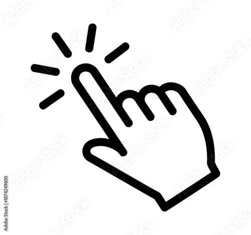 Click hand pointer icon with computer mouse click cursor and touch screen interaction symbol, vector illustration on white background