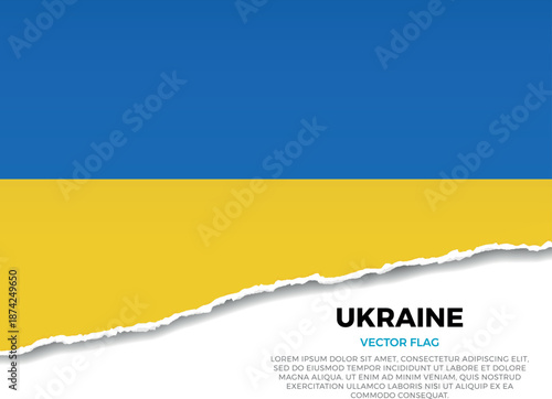 Flag of Ukraine. Creative Torn Paper Edge Effect on transparent background