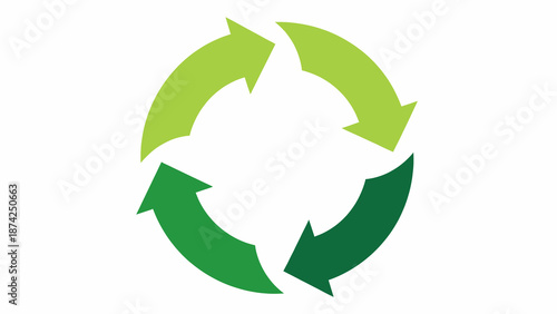 Dynamic green circular arrow symbol symbolizing continuous refresh, sustainable progress, and environmental recycling process vector graphic