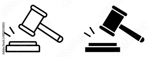 judge gavel law icon set