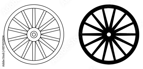vintage wagon wheel icon set
