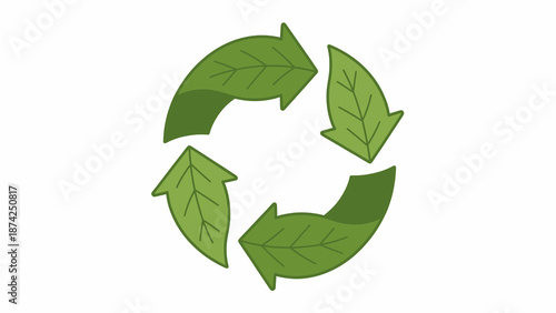 Eco-friendly natural leaf recycling symbol representing environmental sustainability and renewable energy solutions