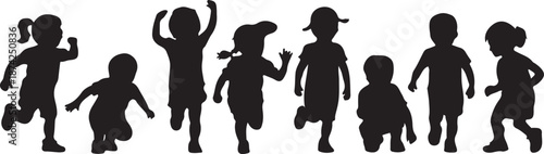 Vector silhouette of children. 2