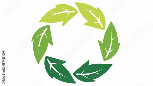 Circular arrangement of vibrant green leaves symbolizing nature's endless cycle and sustainability