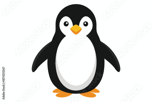 Adorable Baby Penguin Chick Illustration, Fluffy Antarctic Bird Hatchling Isolated on White Background