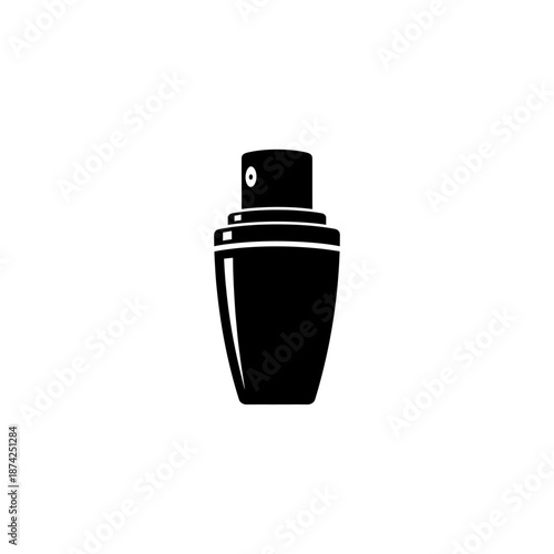 Solid black silhouette of a perfume spray nozzle, simple abstract icon