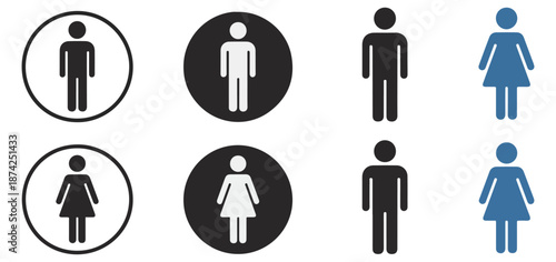 male female restroom icon set