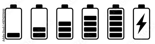 battery charging icon vector set